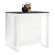 ID MARKET - Table de bar îlot JUNO bois blanc et plateau gris - vignette