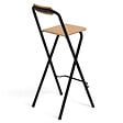 ID MARKET - Lot de 4 tabourets de bar pliants DETROIT structure noire avec assise effet bois design industriel - vignette