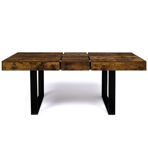 ID MARKET - Table à manger extensible rectangle PHOENIX 4-8 personnes bois effet vieilli et noir 160-200 cm - large