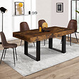 ID MARKET - Table à manger extensible rectangle PHOENIX 4-8 personnes bois effet vieilli et noir 160-200 cm - vignette