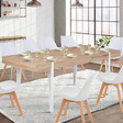 ID MARKET - Table à manger extensible rectangle AUSTRIA 6-10 personnes bois pied épingle blanc 160-200 cm - vignette