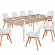 ID MARKET - Table à manger extensible rectangle AUSTRIA 6-10 personnes bois pied épingle blanc 160-200 cm - vignette