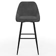 ID MARKET - Lot de 4 tabourets de bar THALYA en velours gris foncé avec demi-accoudoirs - vignette