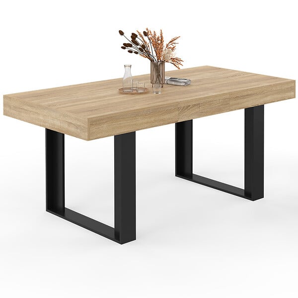 ID MARKET - Table à manger extensible rectangle PHOENIX 4-6 personnes bois et noir 120-160 cm - large