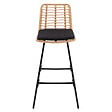 ID MARKET - Lot de 2 tabourets de bar SUMMER effet rotin pied métal noir - vignette