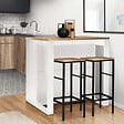 ID MARKET - Table de bar îlot JUNO bois blanc et plateau façon hêtre - vignette