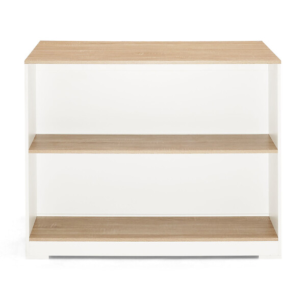 ID MARKET - Table de bar îlot JUNO bois blanc et plateau façon hêtre - large
