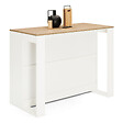 ID MARKET - Table de bar îlot JUNO bois blanc et plateau façon hêtre - vignette
