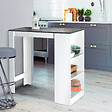 ID MARKET - Table de bar BARTH 2 à 4 personnes bois blanc plateau gris - vignette
