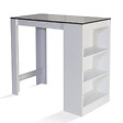ID MARKET - Table de bar BARTH 2 à 4 personnes bois blanc plateau gris - vignette