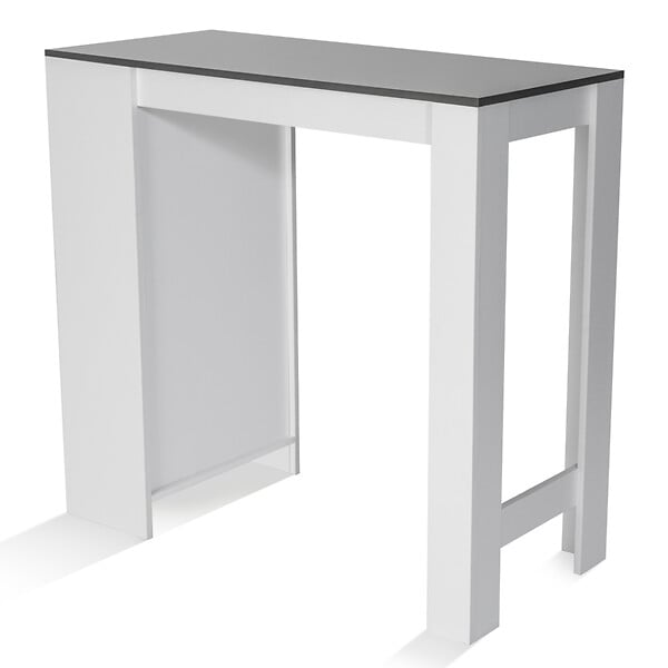 ID MARKET - Table de bar BARTH 2 à 4 personnes bois blanc plateau gris - large