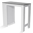 ID MARKET - Table de bar BARTH 2 à 4 personnes bois blanc plateau gris - vignette