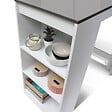 ID MARKET - Table de bar BARTH 2 à 4 personnes bois blanc plateau gris - vignette