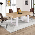 ID MARKET - Table à manger rectangle PHOENIX 6 personnes bois et blanc 160 cm - vignette