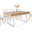 ID MARKET - Table à manger rectangle PHOENIX 6 personnes bois et blanc 160 cm - vignette