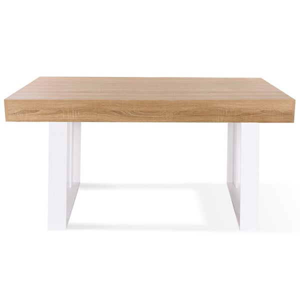 ID MARKET - Table à manger rectangle PHOENIX 6 personnes bois et blanc 160 cm - large