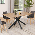 ID MARKET - Table à manger rectangle ALIX 8 personnes pied araignée bois et noir 160 cm - vignette
