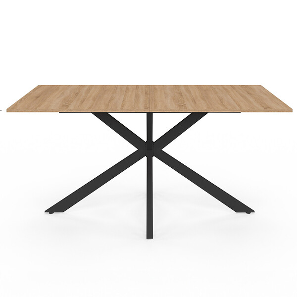 ID MARKET - Table à manger rectangle ALIX 8 personnes pied araignée bois et noir 160 cm - large