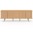 ID MARKET - Buffet 180 cm JULIETTE XXL 4 portes et 3 tiroirs effet lattes tasseau bois - vignette
