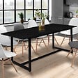 ID MARKET - Table à manger extensible rectangle DELSON 6-10 personnes design industriel 160-200 cm - vignette