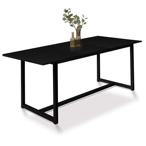 ID MARKET - Table à manger extensible rectangle DELSON 6-10 personnes design industriel 160-200 cm - large