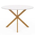 ID MARKET - Table à manger ronde ALIX 6 personnes pied araignée bois plateau blanc GISELE 110 cm - vignette