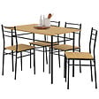 ID MARKET - Ensemble table ANGIE 4 personnes + 4 chaises bois et métal noir - vignette