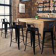 ID MARKET - Lot de 4 tabourets de bar LENY métal noir mat et dossier aspect brut factory - vignette