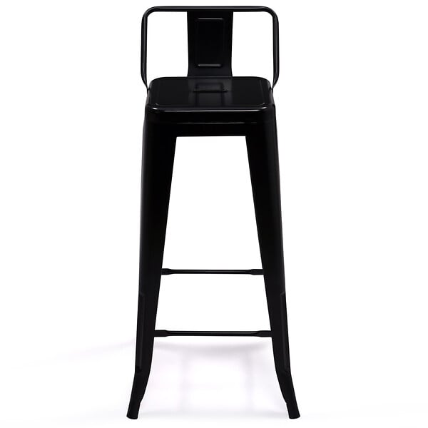 ID MARKET - Lot de 4 tabourets de bar LENY métal noir mat et dossier aspect brut factory - large