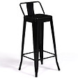 ID MARKET - Lot de 4 tabourets de bar LENY métal noir mat et dossier aspect brut factory - vignette