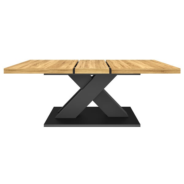 ID MARKET - Table à manger extensible rectangle ALICIA 6-10 personnes bois et noir 160-200 cm - large