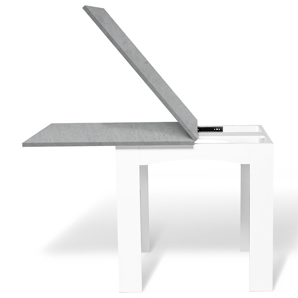 ID MARKET - Table à manger extensible rectangle DONA 4-8 personnes plateau effet béton 80-160 cm - large