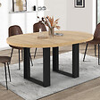 ID MARKET - Table à manger extensible ronde PHOENIX 4-6 personnes bois et noir 110-150 cm - vignette