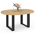 ID MARKET - Table à manger extensible ronde PHOENIX 4-6 personnes bois et noir 110-150 cm - vignette