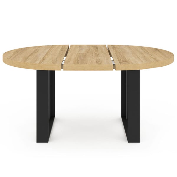 ID MARKET - Table à manger extensible ronde PHOENIX 4-6 personnes bois et noir 110-150 cm - large