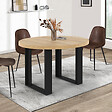 ID MARKET - Table à manger extensible ronde PHOENIX 4-6 personnes bois et noir 110-150 cm - vignette