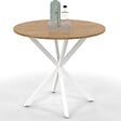 ID MARKET - Table à manger ronde ALIX 4 personnes pied araignée bois et blanc 80 cm - vignette
