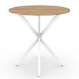ID MARKET - Table à manger ronde ALIX 4 personnes pied araignée bois et blanc 80 cm - vignette