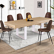 ID MARKET - Table à manger extensible rectangle PHOENIX 4-8 personnes bois et blanc 160-200 cm - vignette