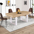 ID MARKET - Table à manger extensible rectangle PHOENIX 4-8 personnes bois et blanc 160-200 cm - vignette