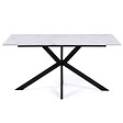 ID MARKET - Table à manger rectangle ALIX 8 personnes pied araignée noir et plateau effet marbre blanc ALASKA 160 cm - vignette