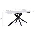 ID MARKET - Table à manger rectangle ALIX 8 personnes pied araignée noir et plateau effet marbre blanc ALASKA 160 cm - vignette