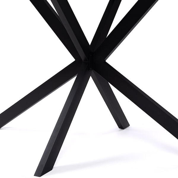 ID MARKET - Table à manger rectangle ALIX 8 personnes pied araignée noir et plateau effet marbre blanc ALASKA 160 cm - large