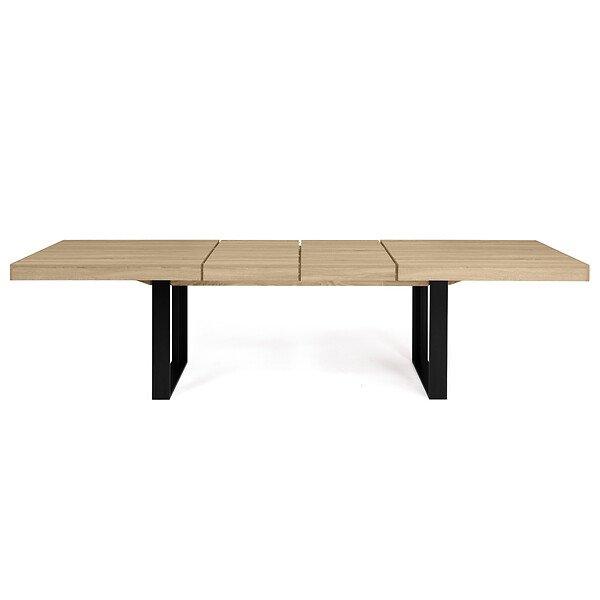 ID MARKET - Table à manger extensible rectangle PHOENIX 6-12 personnes bois et noir 200-300 cm - large