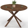 ID MARKET - Table à manger ronde ALIX 6 personnes pied araignée noyer 110 cm - vignette