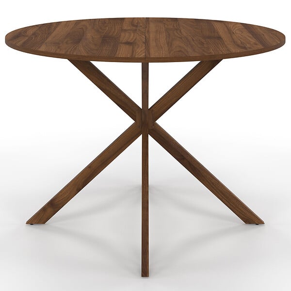 ID MARKET - Table à manger ronde ALIX 6 personnes pied araignée noyer 110 cm - large