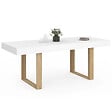 ID MARKET - Table à manger extensible rectangle PHOENIX 4-8 personnes blanc pieds bois 160-200 cm - vignette