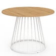 ID MARKET - Table à manger ronde YUNA 6 personnes plateau bois et pied filaire en métal blanc 110 cm - vignette
