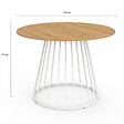ID MARKET - Table à manger ronde YUNA 6 personnes plateau bois et pied filaire en métal blanc 110 cm - vignette