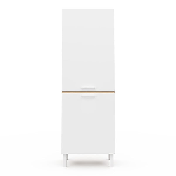 ID MARKET - Colonne de cuisine 60 cm CINA 2 portes façon hêtre et blanc - large